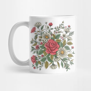 Roses and Daisies Flowers Mug